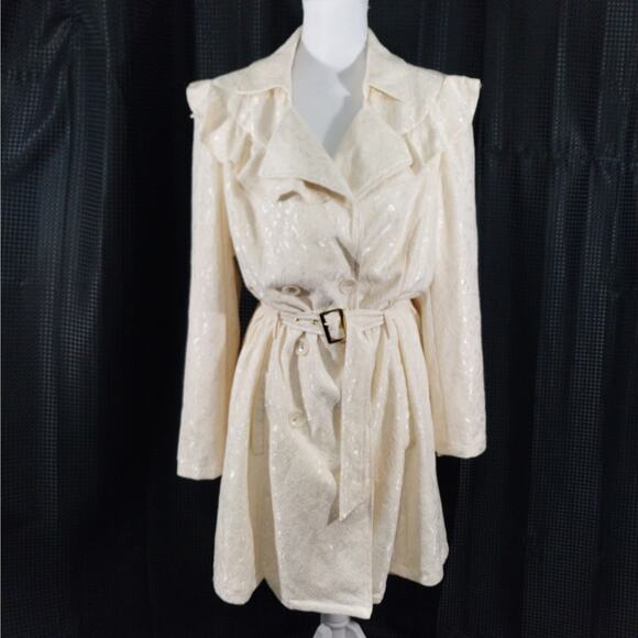 NWT@$100! ASHLEY STEWART! CREAM FLORAL PATTERNED SATIN BROCADE JACKET! SZ 18/20 - Picture 2 of 12